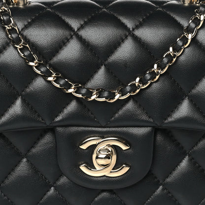 Chanel Lambskin Quilted Mini Top Handle Rectangular Flap Black 8 of 11