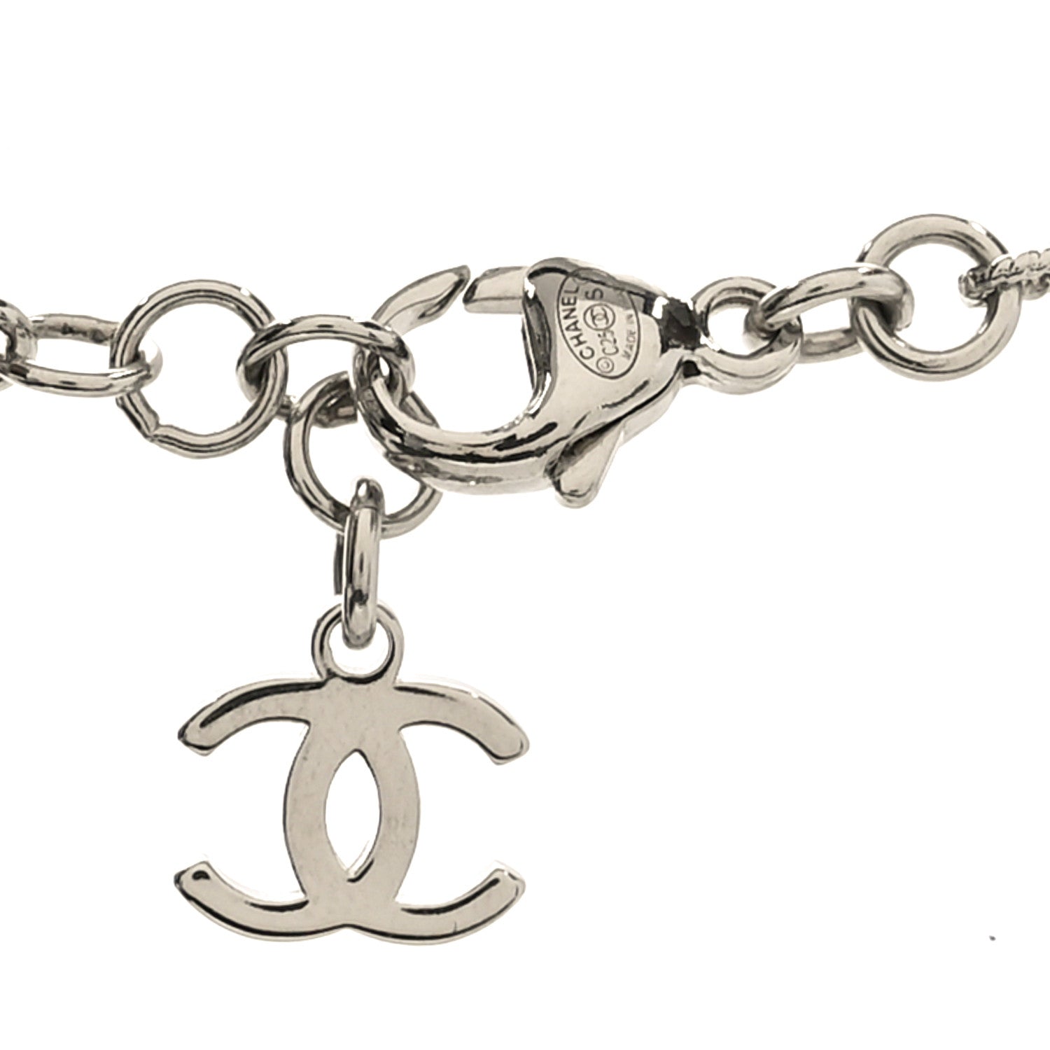 Chanel Pearl Crystal CC Star Bird Necklace Silver Pearly White 4 of 5