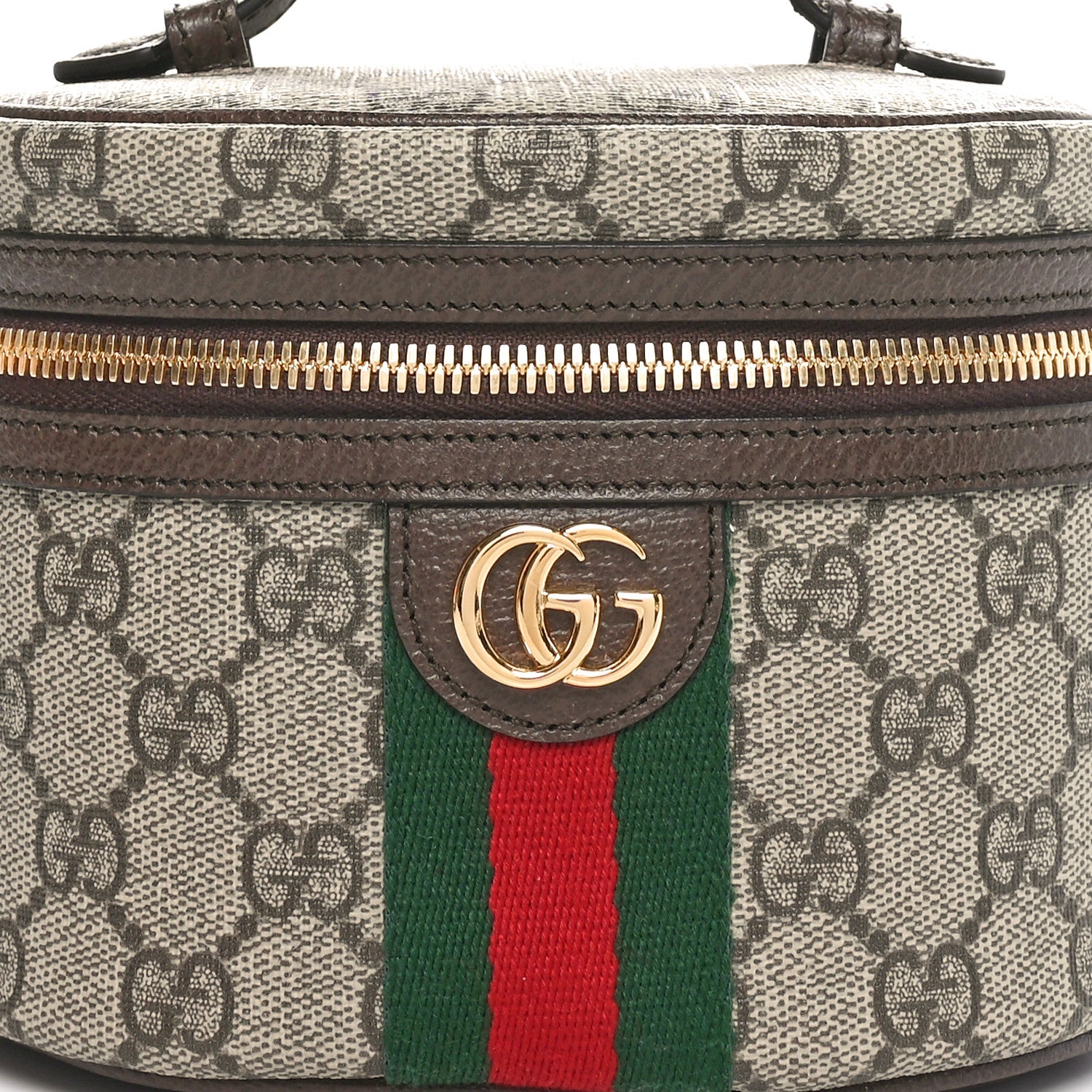 Gucci GG Supreme Monogram Textured Calfskin Web Ophidia Vanity Cosmetic Case Beige Ebony New Acero 8 of 10