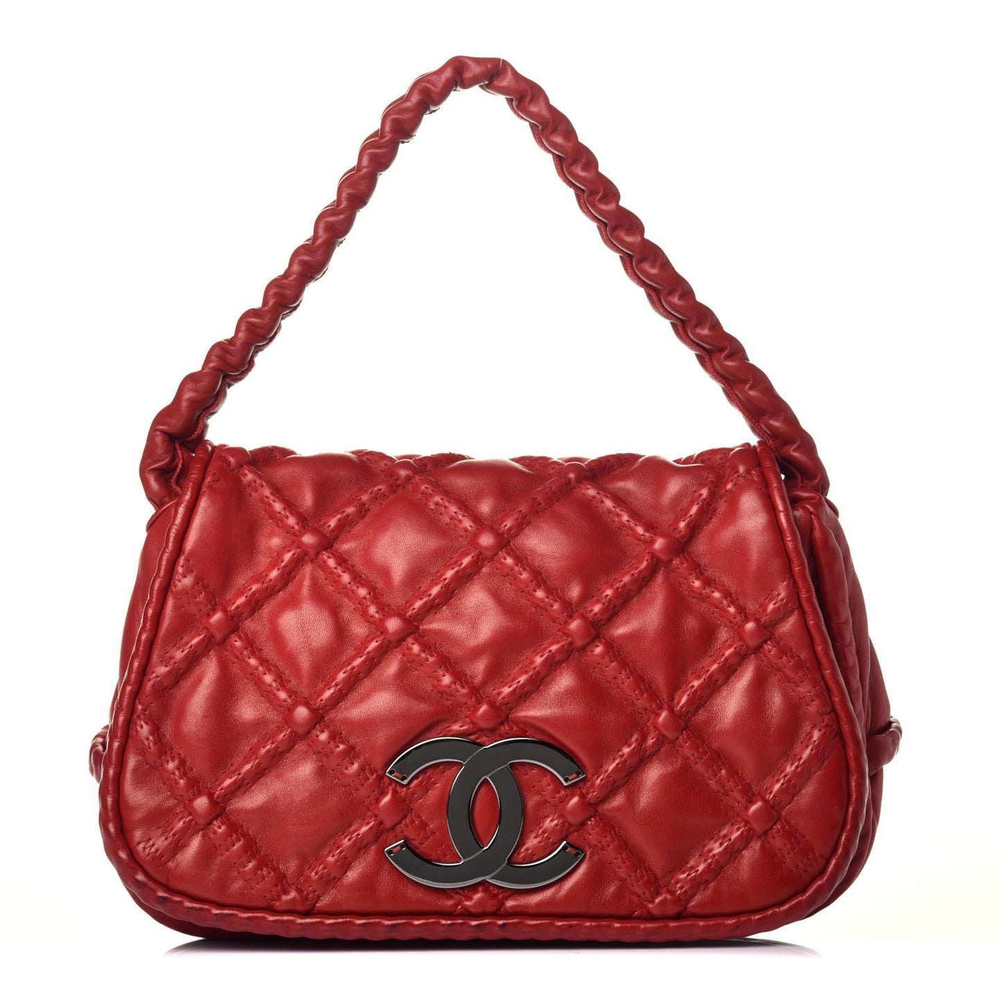Lambskin Hidden Chain Flap Red