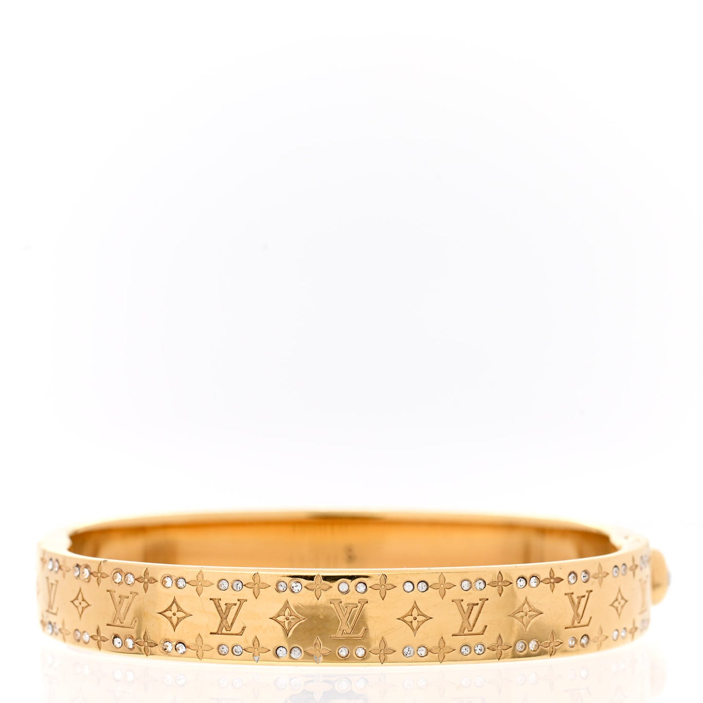 Brass Crystal Monogram Nanogram Strass Cuff S Gold
