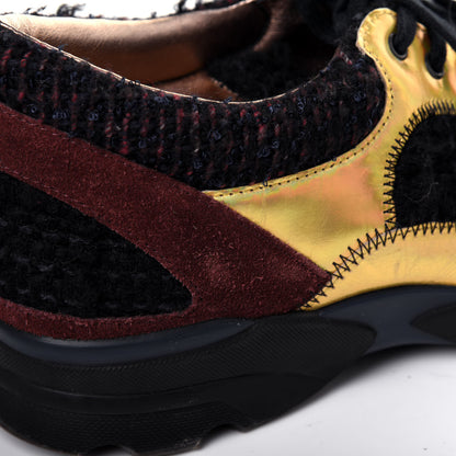 Chanel Tweed Suede Calfskin Runway Sneakers 37 Black Multicolor 17 of 18