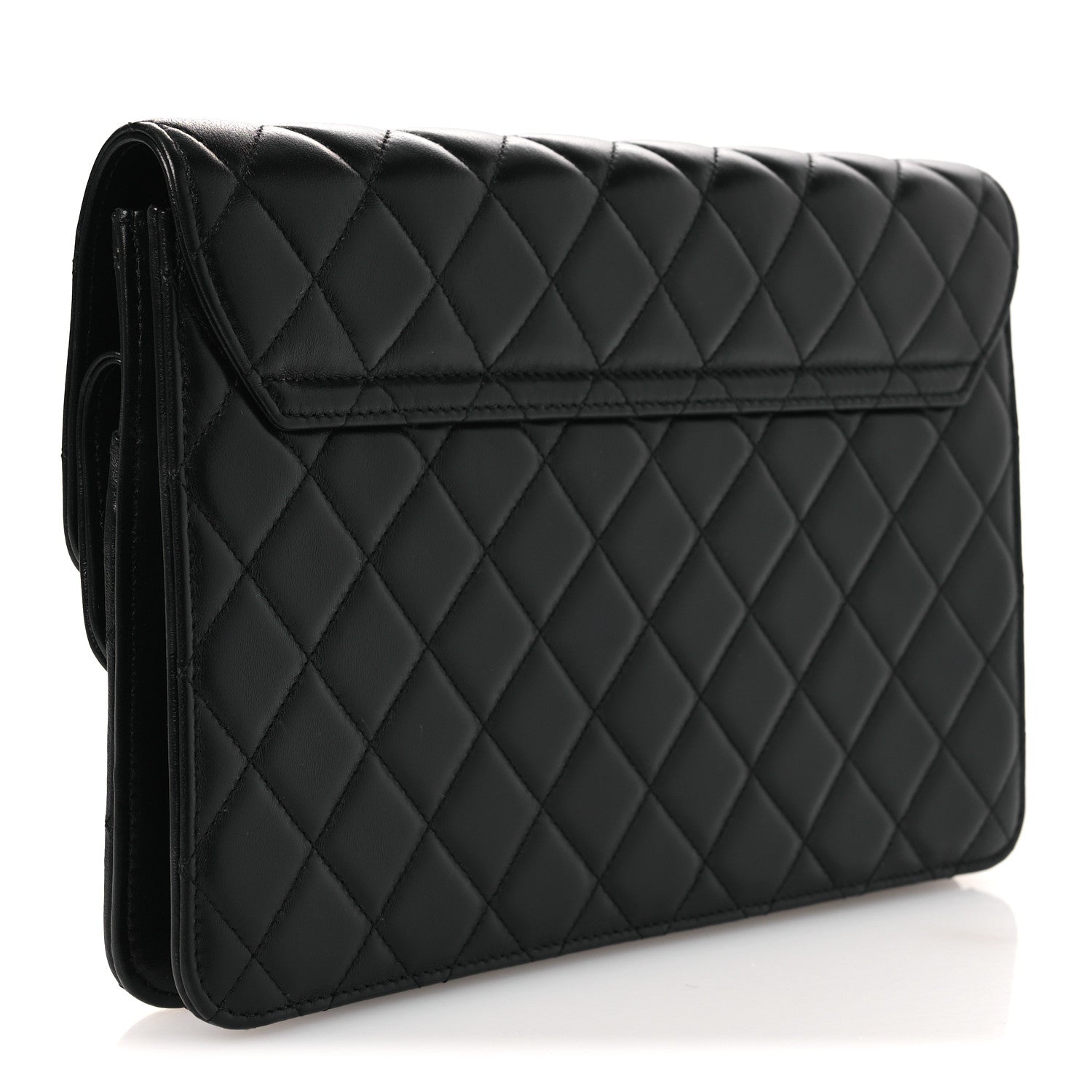 Chanel Lambskin Quilted Flap Clutch Black 3 of 14