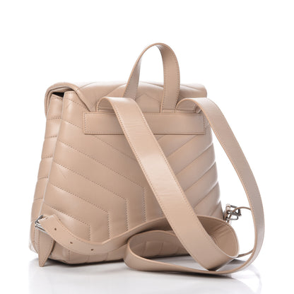 Saint Laurent Calfskin Y Quilted Monogram Small Loulou Backpack Dark Beige 3 of 13