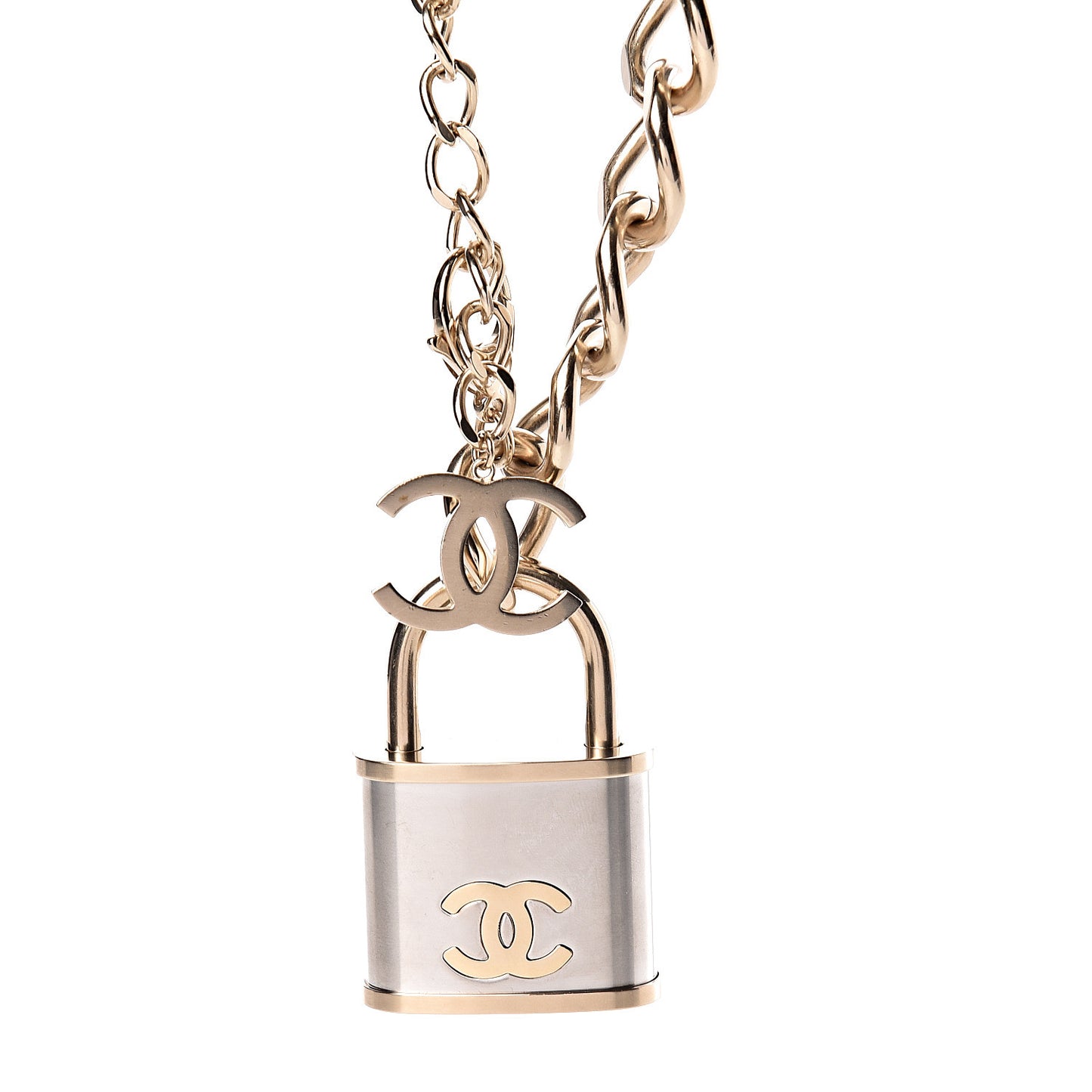CC Oversized Padlock Necklace Gold Silver