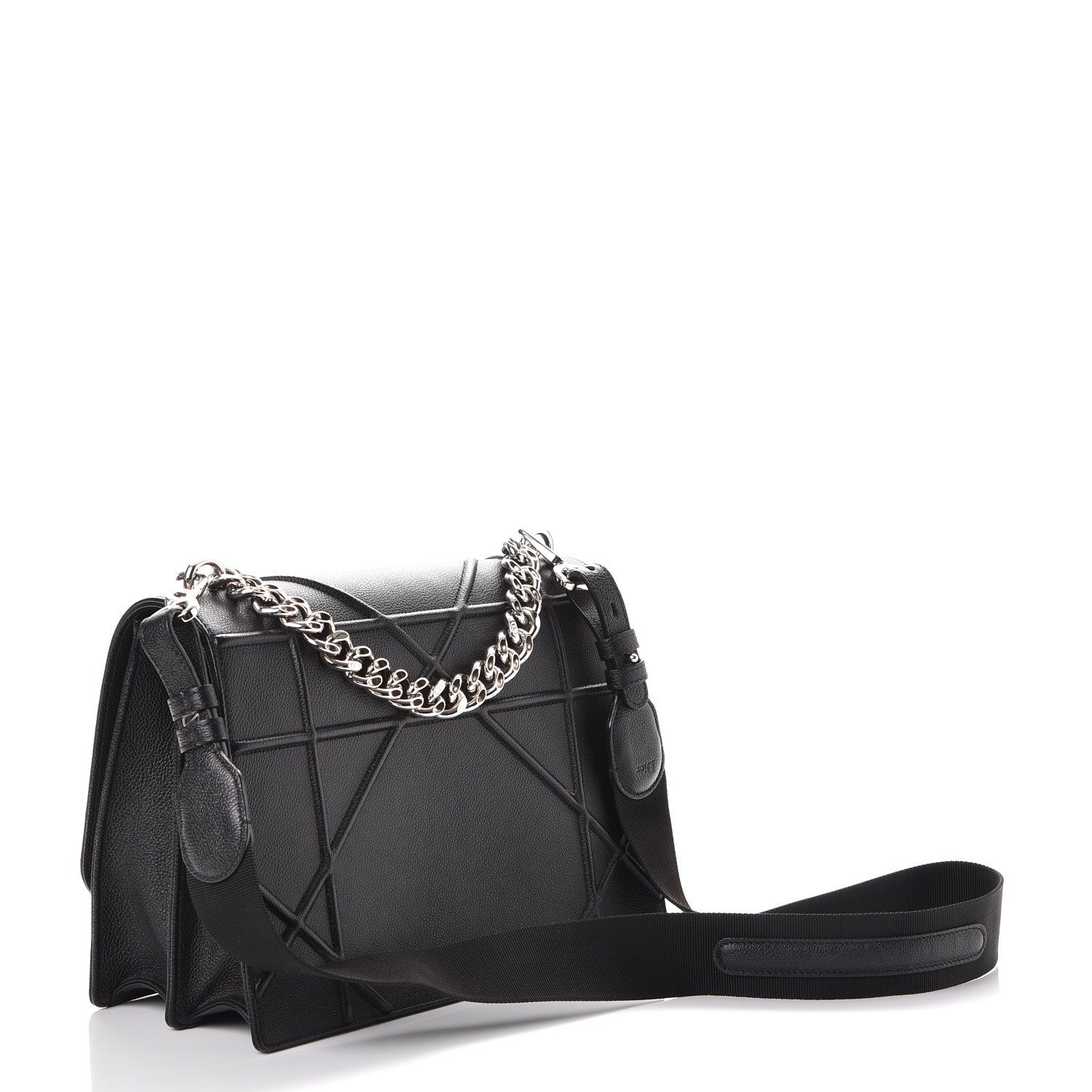 Christian Dior Grained Calfskin Diorama Satchel Black 3 of 7