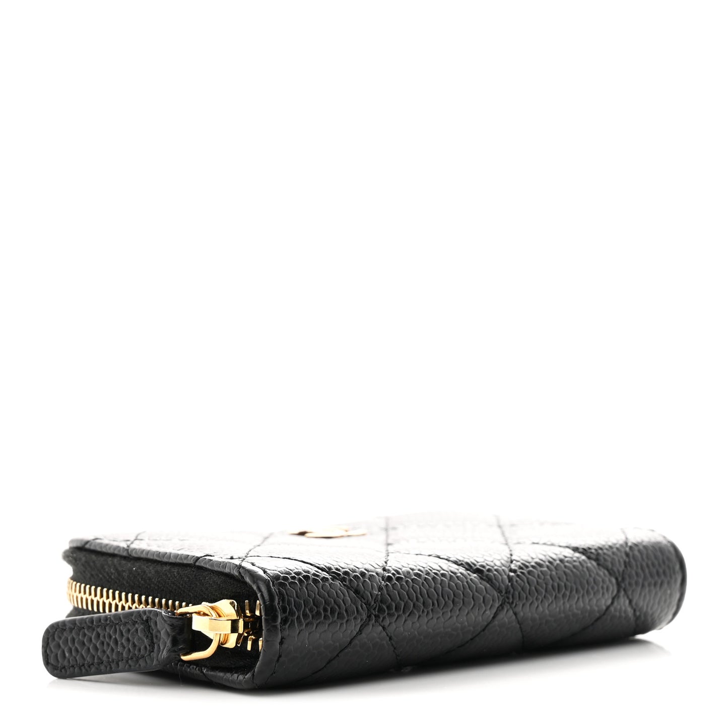 Caviar Quilted Zip Coin Purse Black