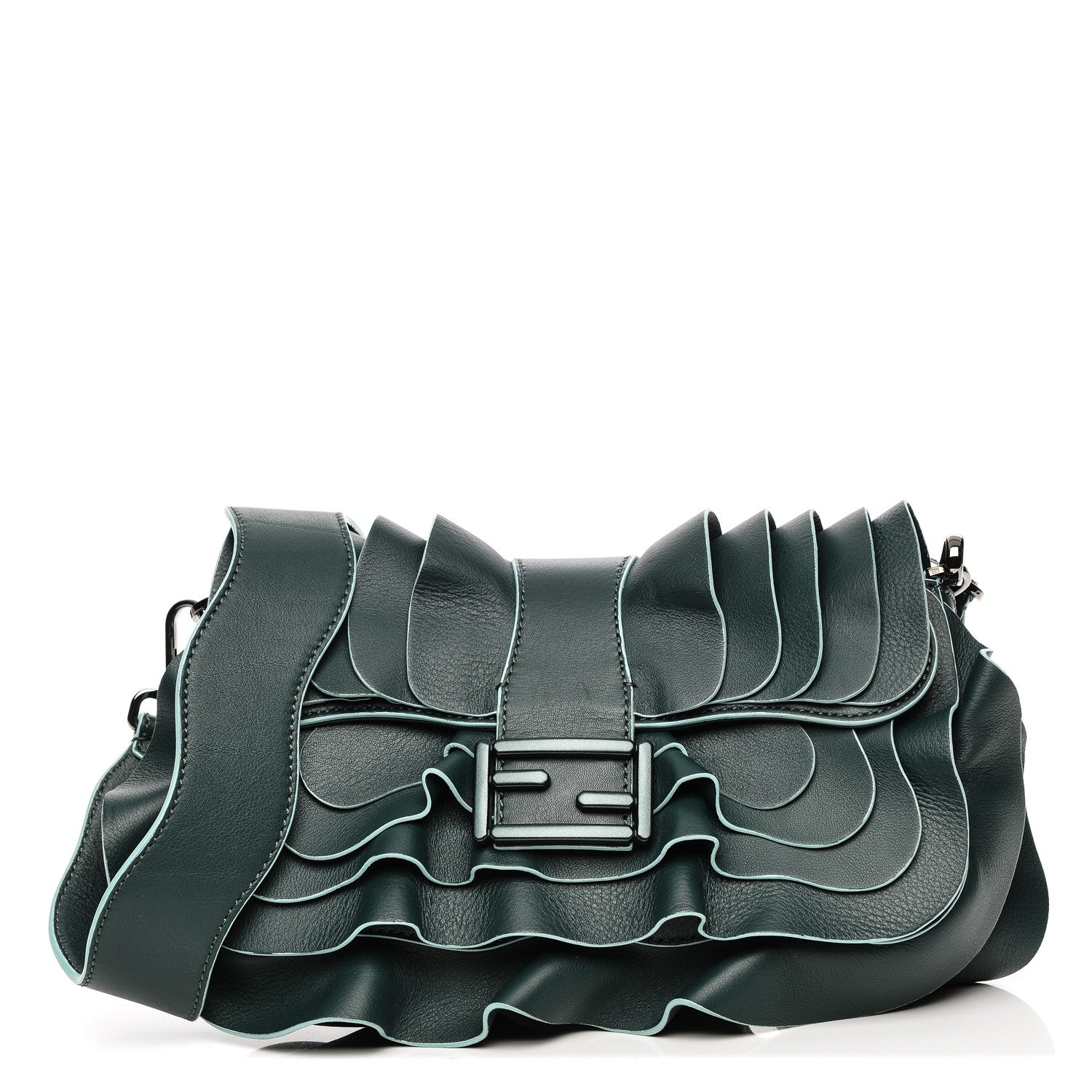 Fendi Vitello Seta Multi Waves Baguette Vert Inglese 1 of 7
