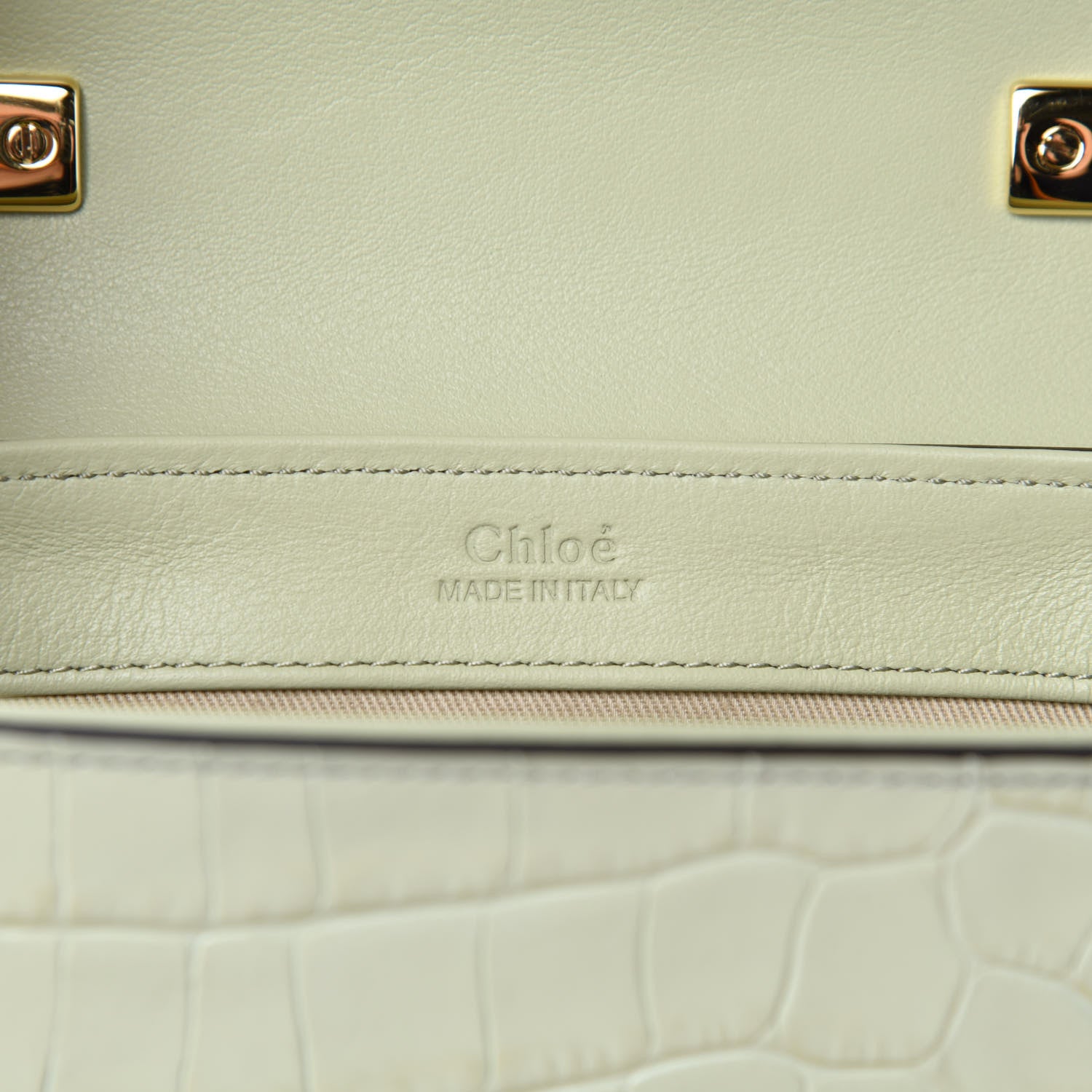Chloe Calfskin Crocodile Embossed Mini C Double Carry Light Eucalyptus 8 of 9