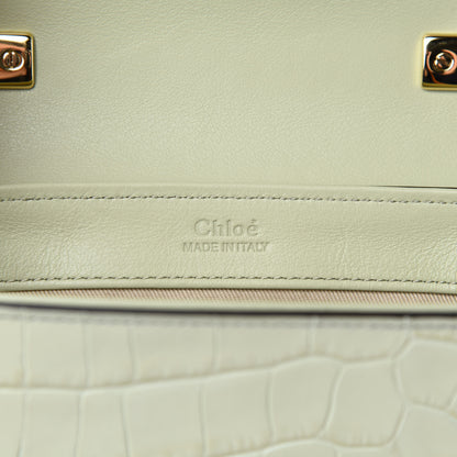 Chloe Calfskin Crocodile Embossed Mini C Double Carry Light Eucalyptus 8 of 9