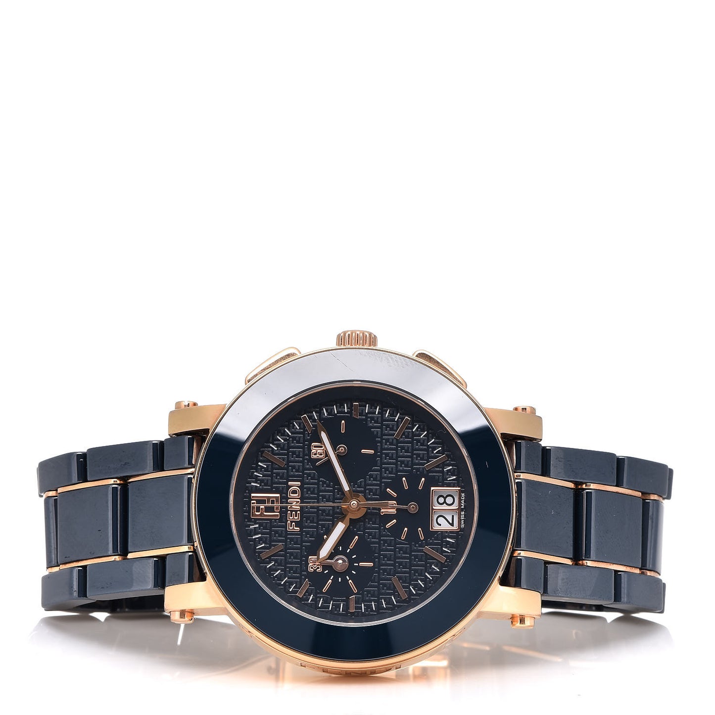 Stainless Steel Ceramic 38mm Chronograph Quartz Watch Blue