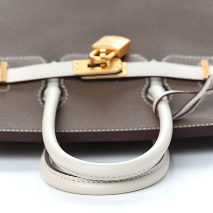 Hermes Epsom Horseshoe Birkin 25 Etoupe Craie 12 of 35