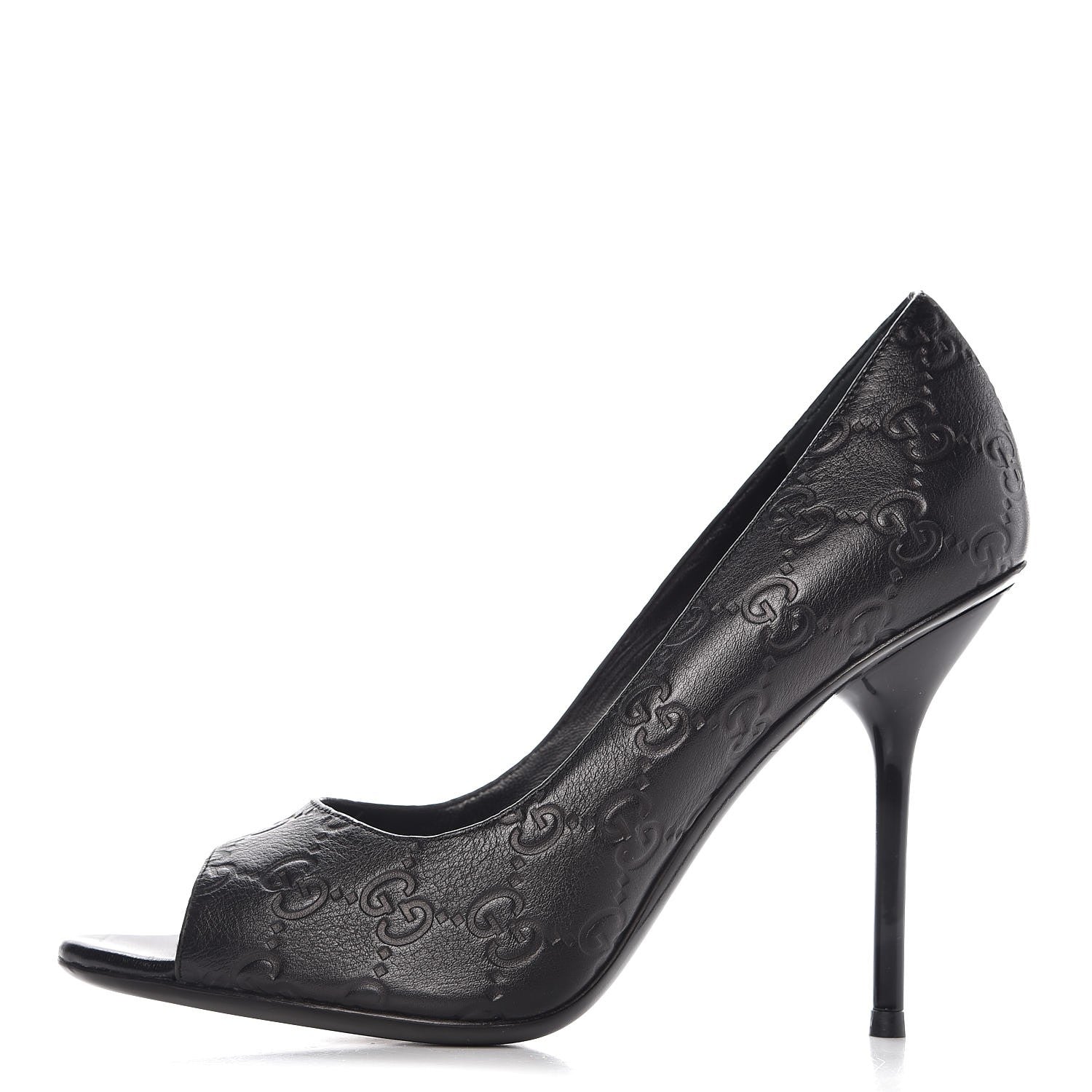Gucci Guccissima Peep Toe Pumps 37.5 Black 1 of 12
