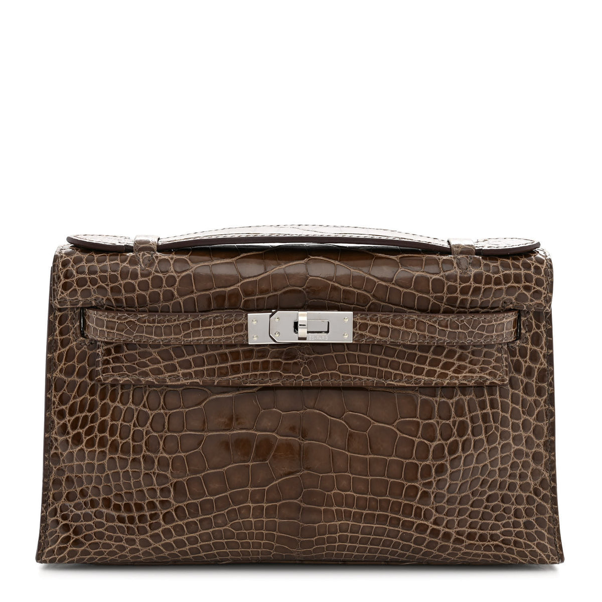 Hermes Shiny Alligator Kelly Pochette Gris Elephant 1 of 20