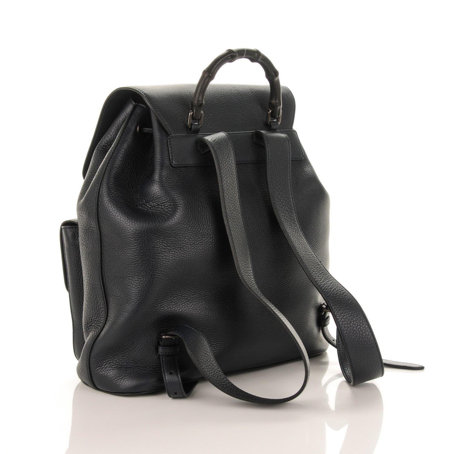 Gucci Calfskin Bamboo Medium Backpack Navy Blue 3 of 7