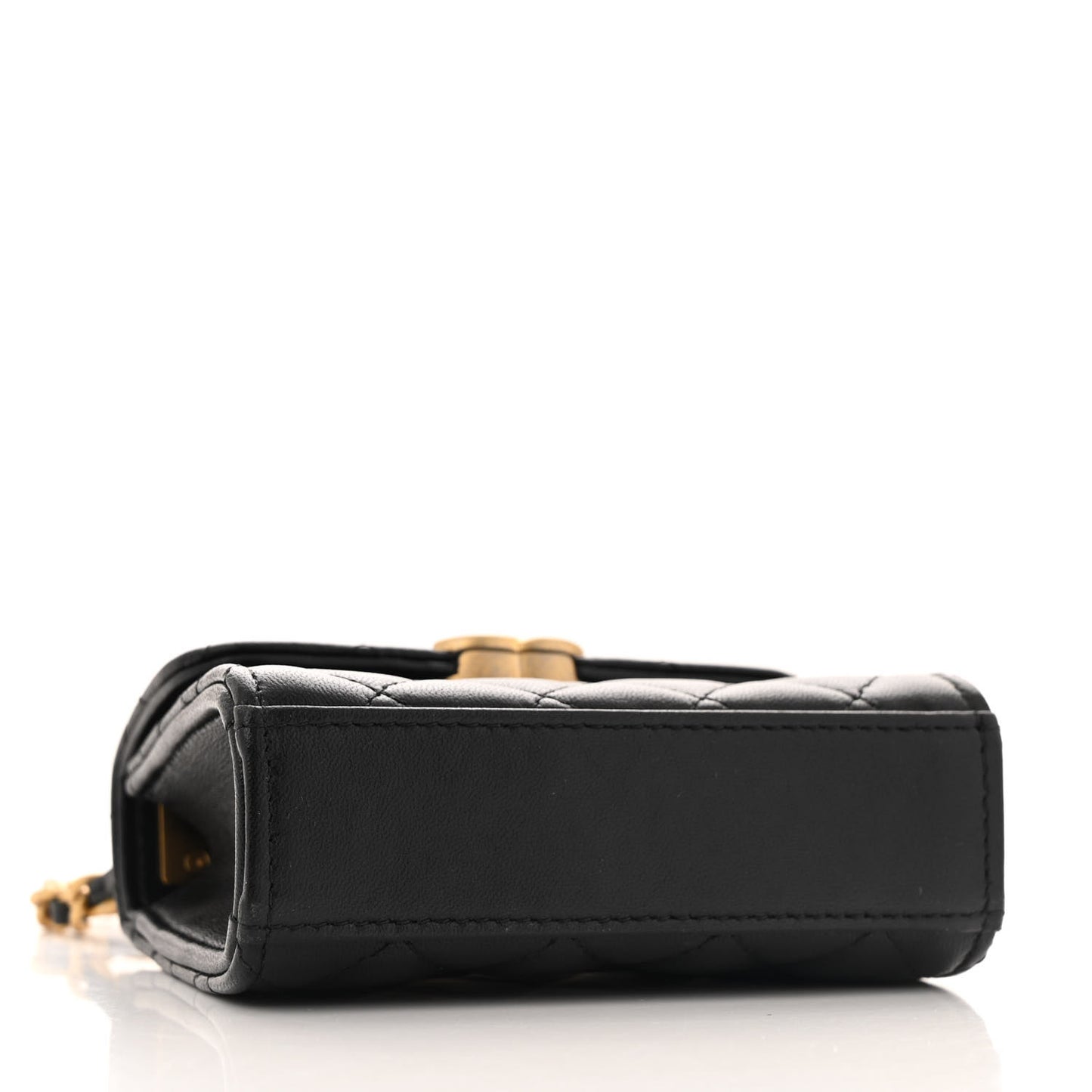 Lambskin Enamel Quilted Mini Top Handle Flap Black