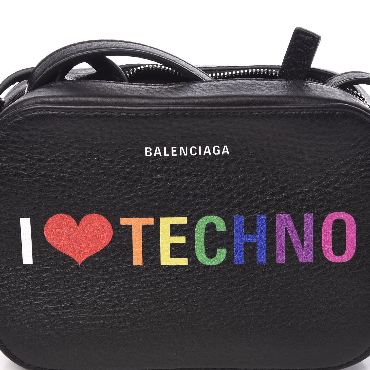 Balenciaga Calfskin I Love Techno XS Everyday Camera Bag Black