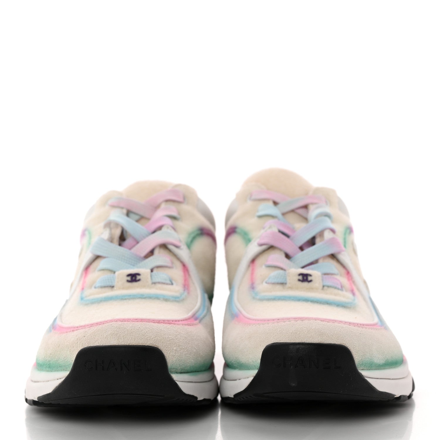 Chanel Wool Suede Calfskin CC Sneakers 40.5 Multicolor 2 of 9