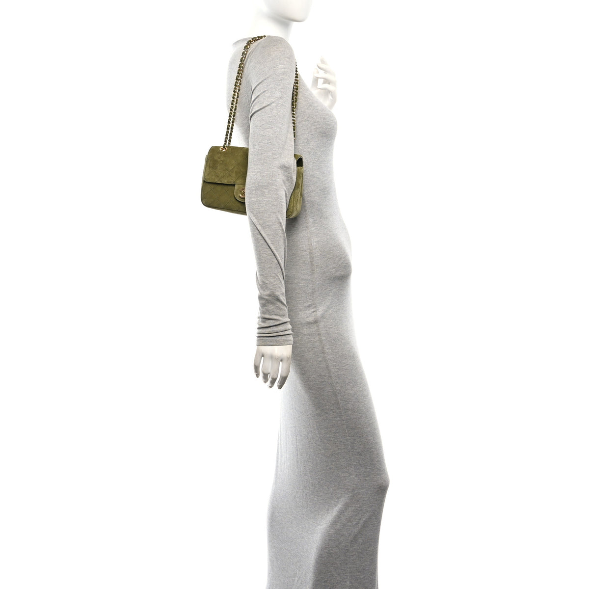 Chanel Suede Calfskin Mini Souplissimo Flap Khaki 2 of 10