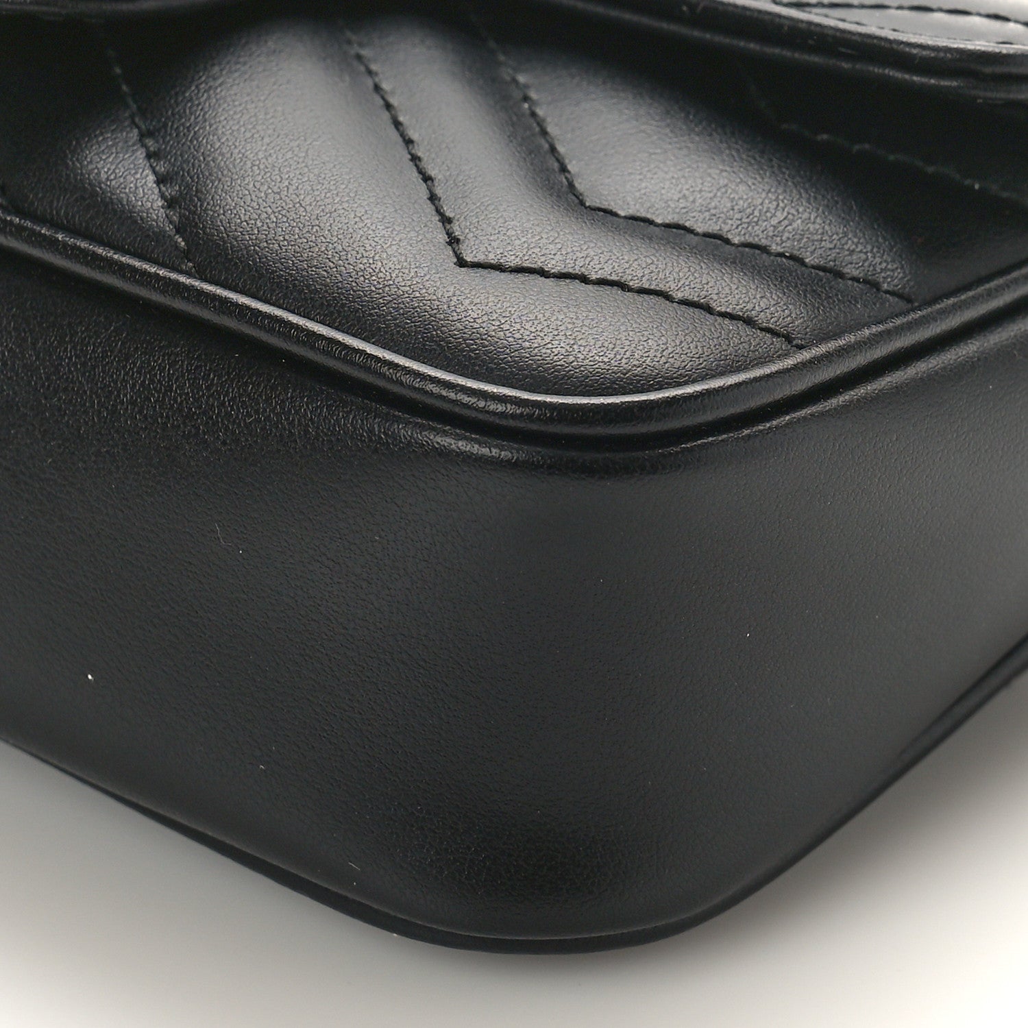 Gucci Calfskin Matelasse Super Mini GG Marmont Shoulder Bag Black 8 of 8