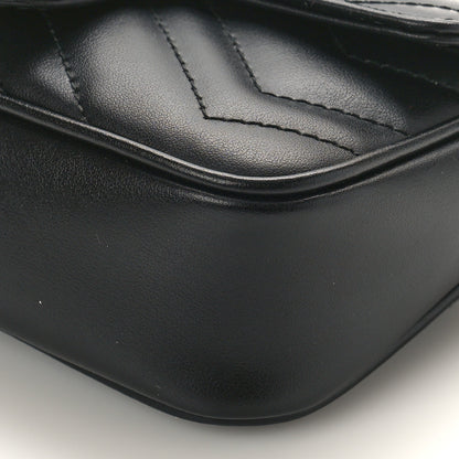 Gucci Calfskin Matelasse Super Mini GG Marmont Shoulder Bag Black 8 of 8