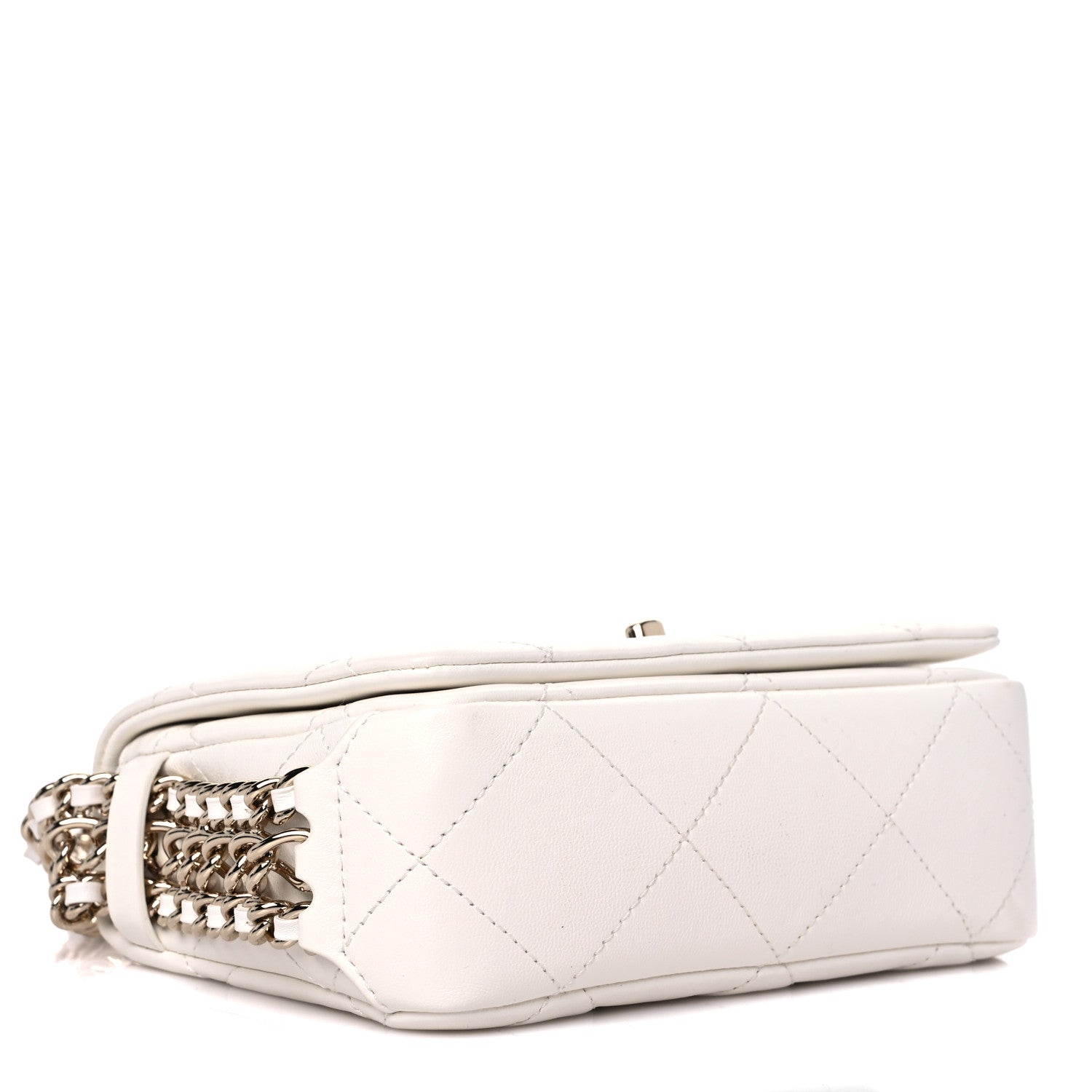 Chanel Lambskin Quilted Mini Chain Rows Flap White 3 of 9