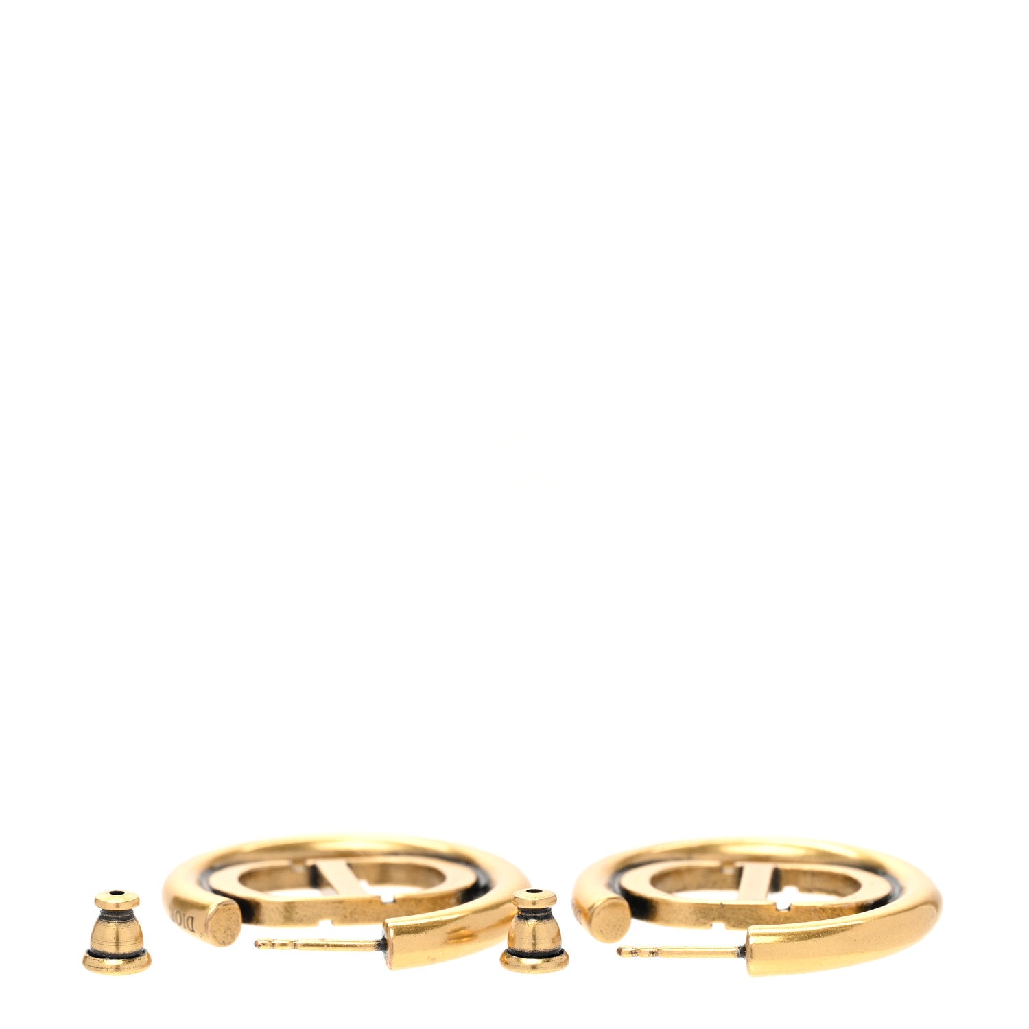Christian Dior Metal 30 Montaigne Hoop Earrings Aged Gold 5 of 6