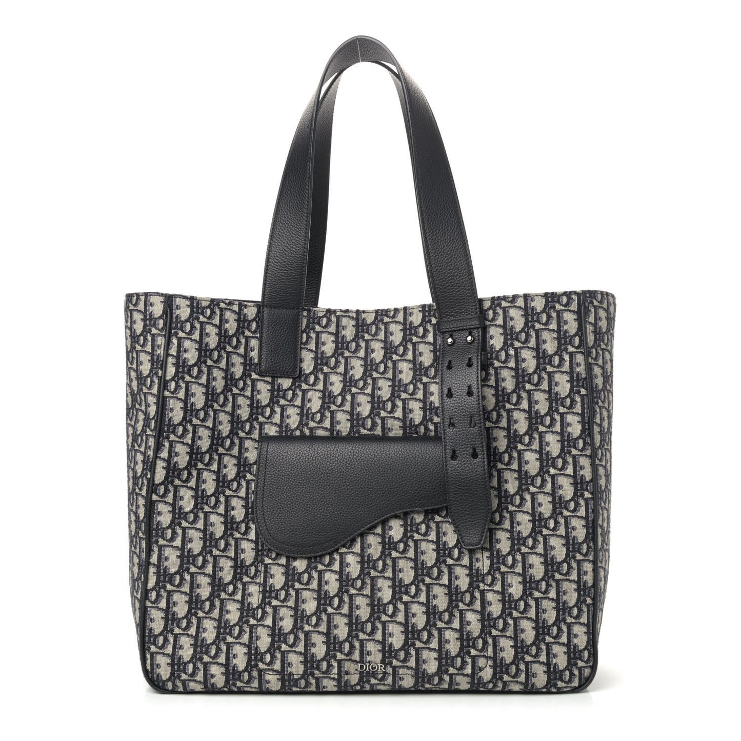 Oblique Saddle Tote Beige Black