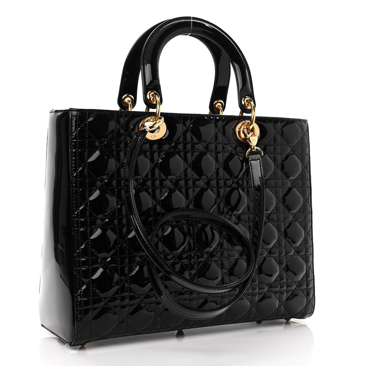 Patent Cannage Large Lady Dior Black