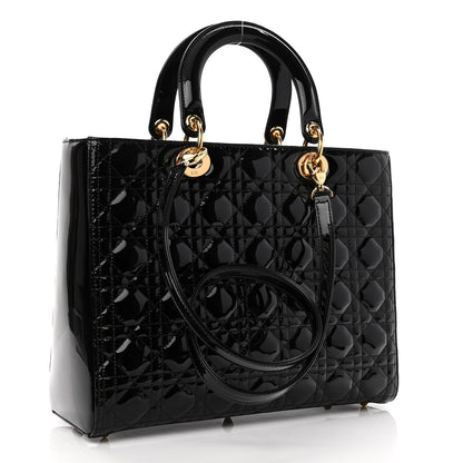 Christian Dior Patent Cannage Large Lady Dior Black 3 of 11