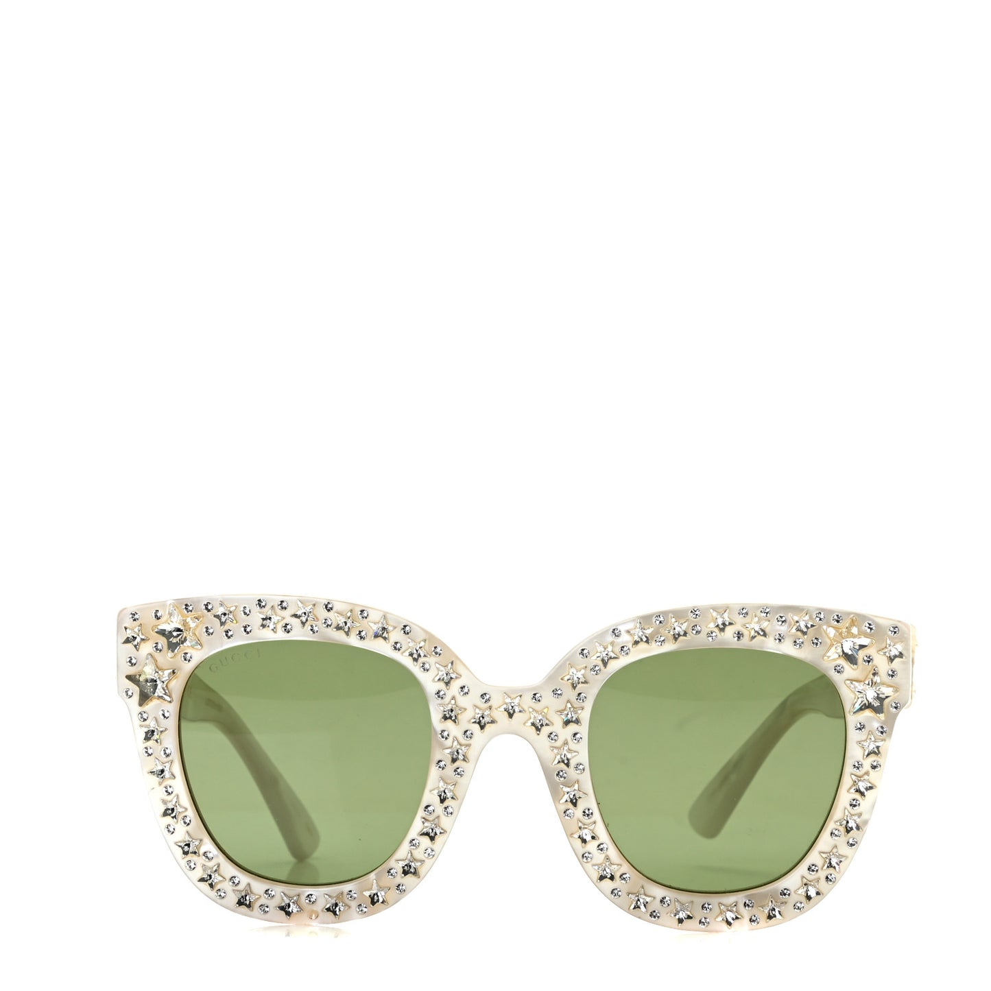 Acetate Crystal Oversize Mirrored Star Sunglasses GG0116S Ivory
