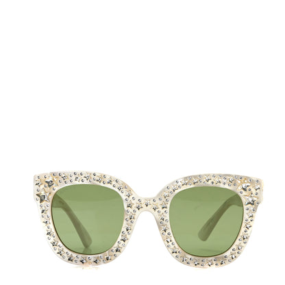 Gucci Acetate Crystal Oversize Mirrored Star Sunglasses GG0116S Ivory 2 of 5