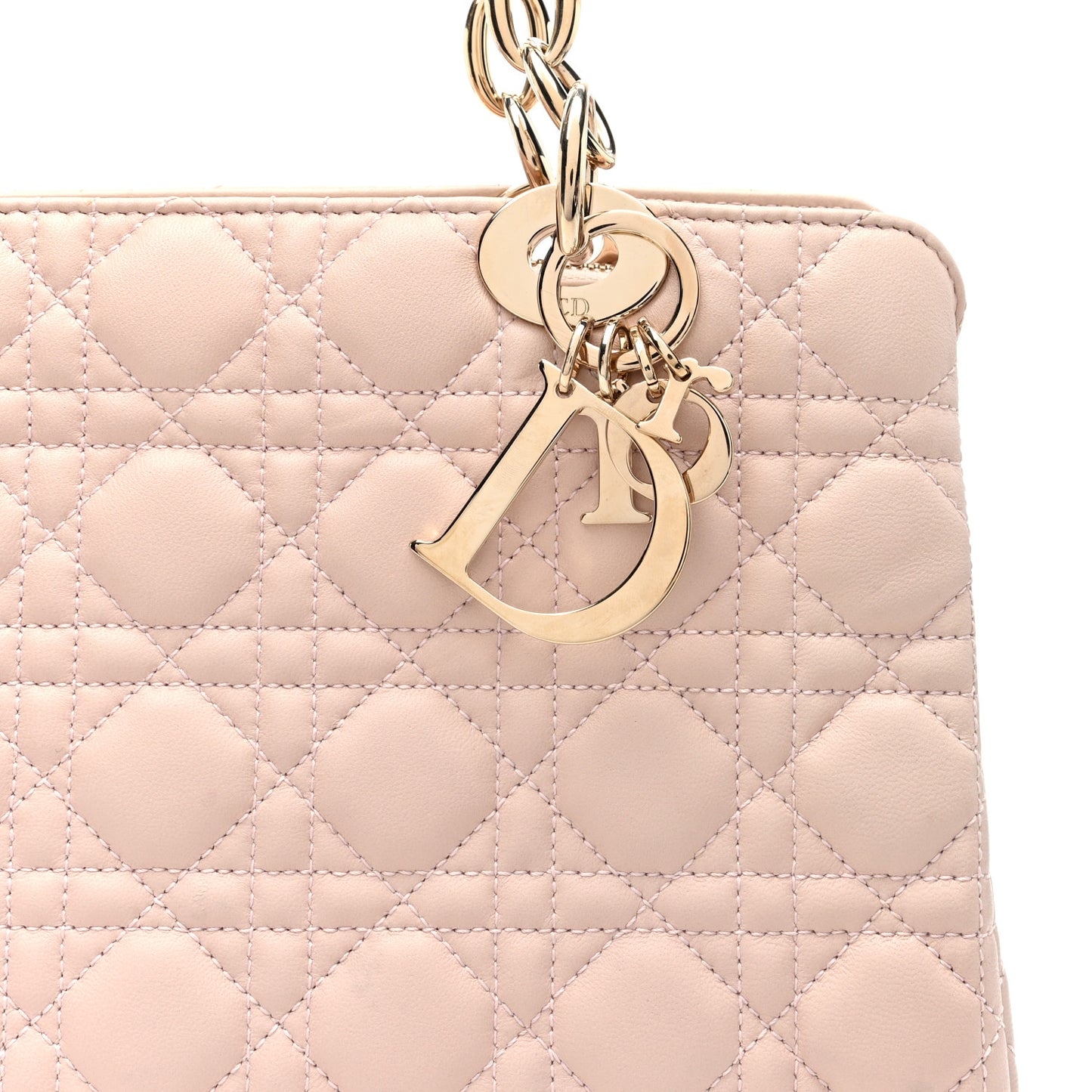 Lambskin Cannage Small Dior Soft Zipped Shopping Tote Light Pink