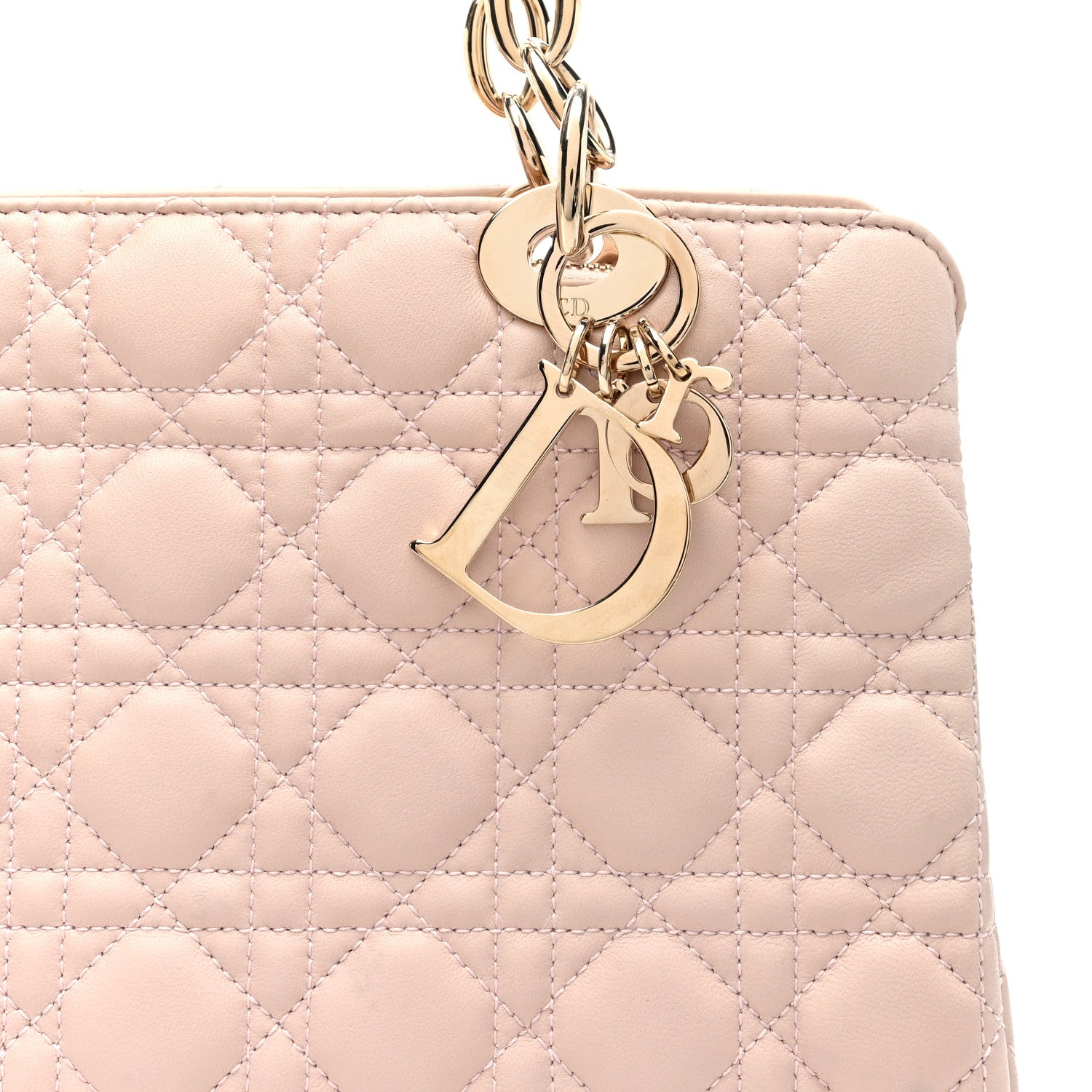 Christian Dior Lambskin Cannage Small Dior Soft Zipped Shopping Tote Light Pink 10 of 13