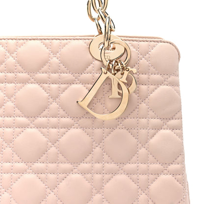 Christian Dior Lambskin Cannage Small Dior Soft Zipped Shopping Tote Light Pink 10 of 13