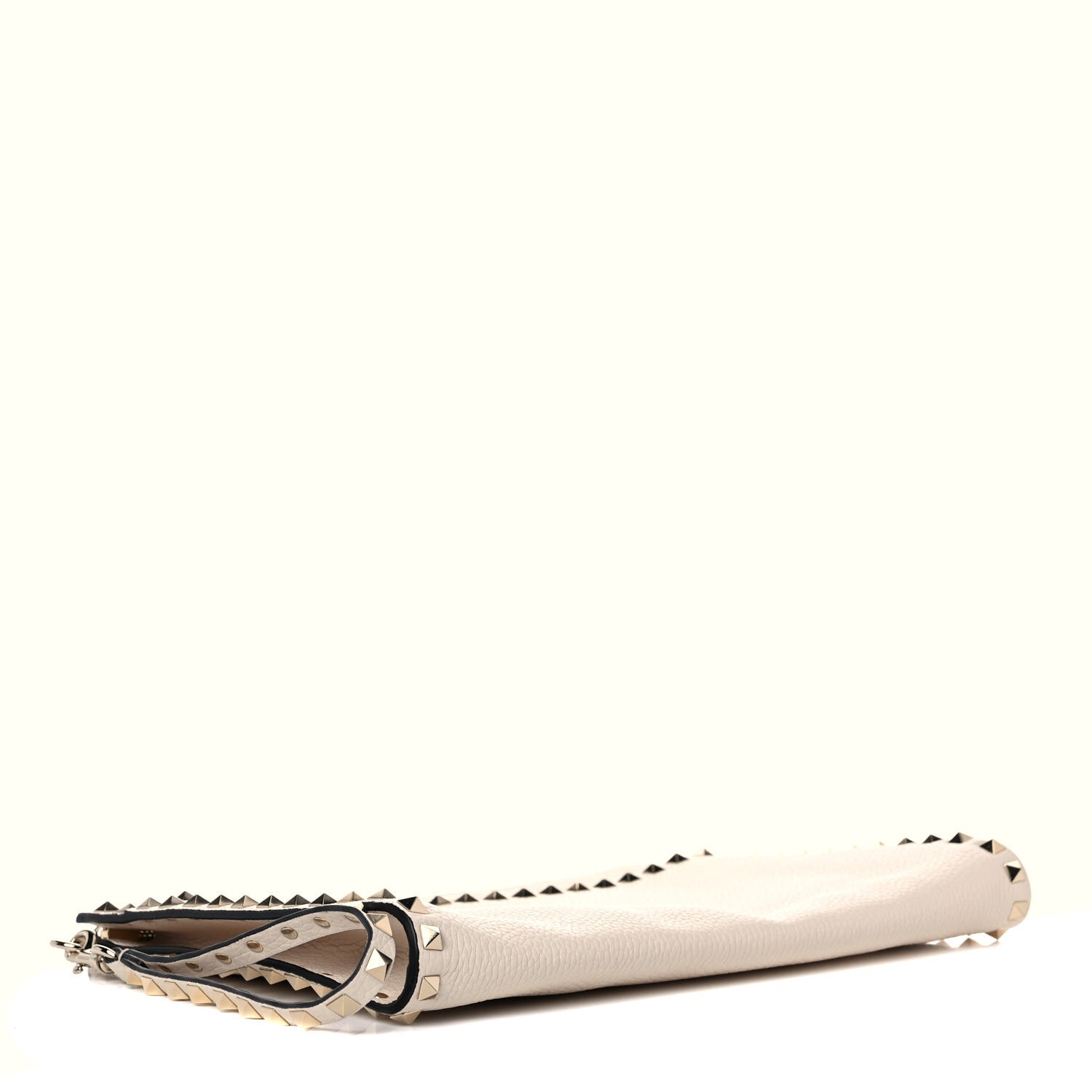 Valentino Garavani Pebbled Calfskin Rockstud Zip Pouch Ivory 4 of 12