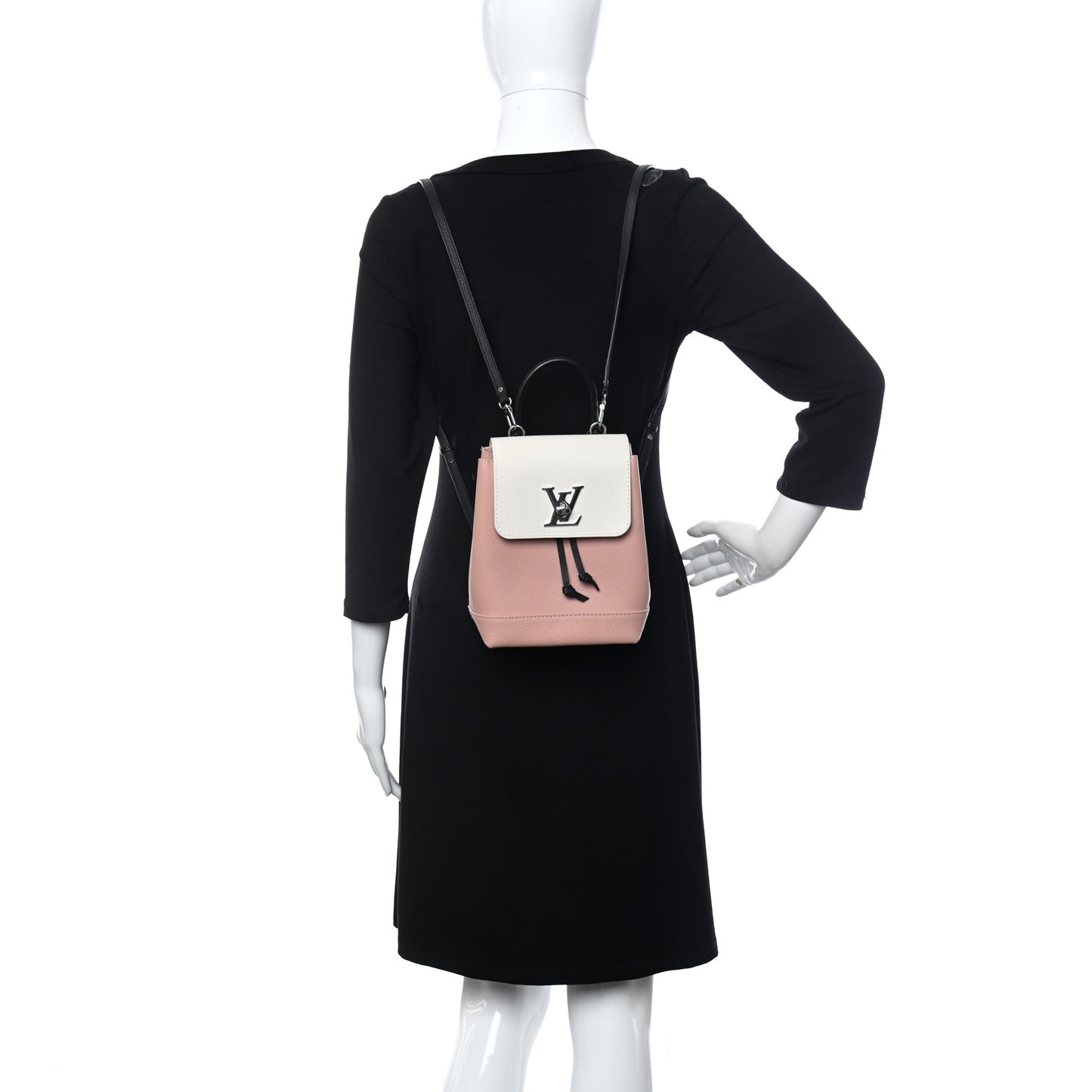 Soft Calfskin Lockme Backpack Rose Ballet White Maito Black