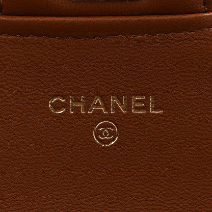 Chanel Lambskin Quilted Top Handle Long Clutch With Chain Camel 10 of 29