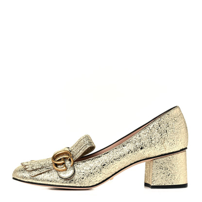 Gucci Galassia GG Marmont Fringe 50mm Loafer Pumps 41 Platino 1 of 9