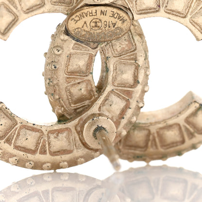 Chanel Crystal Timeless CC Earrings Light Gold 7 of 8