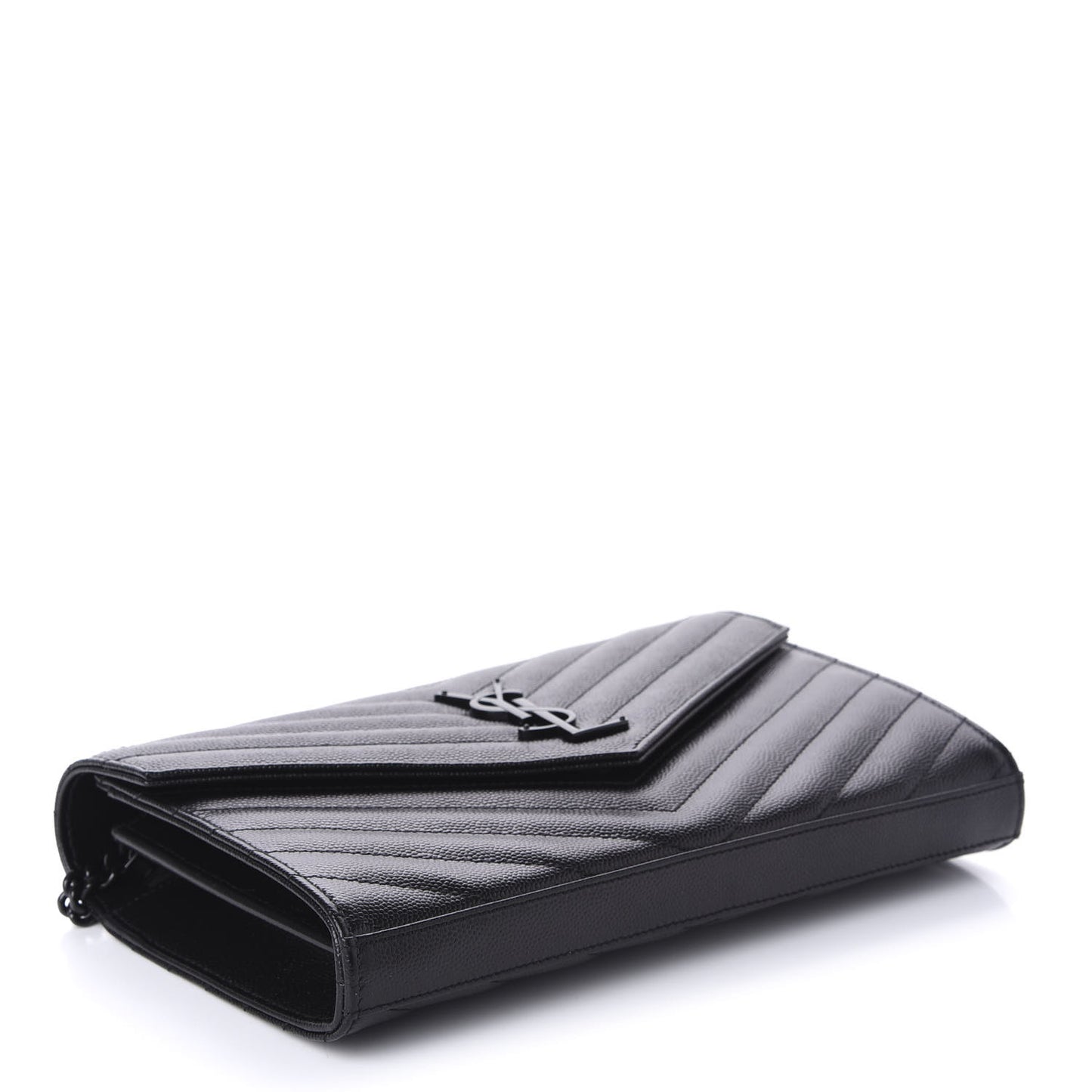 Grain De Poudre Matelasse Chevron Monogram Chain Wallet Black