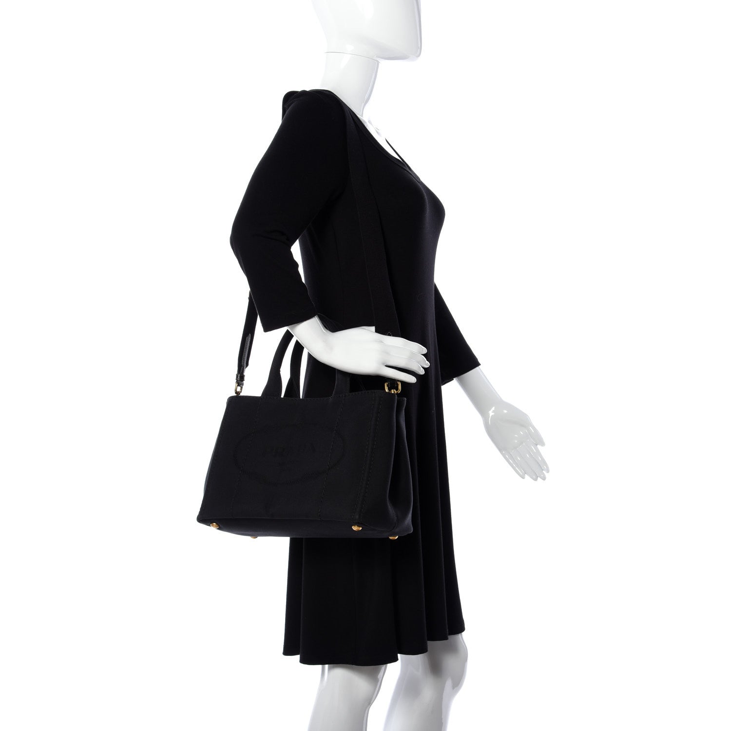 Prada Canapa Small Logo Tote Black 2 of 8