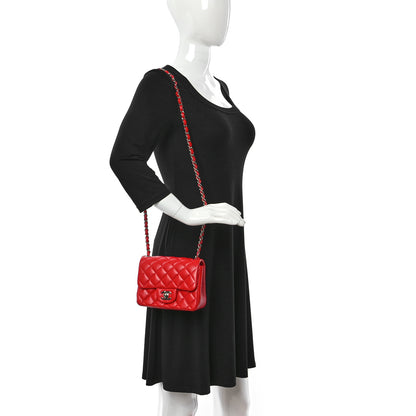 Chanel Lambskin Quilted Mini Square Flap Red 2 of 12