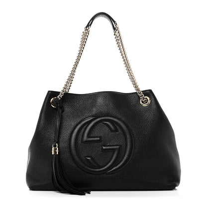Gucci Pebbled Calfskin Medium Soho Chain Shoulder Bag Black 1 of 10
