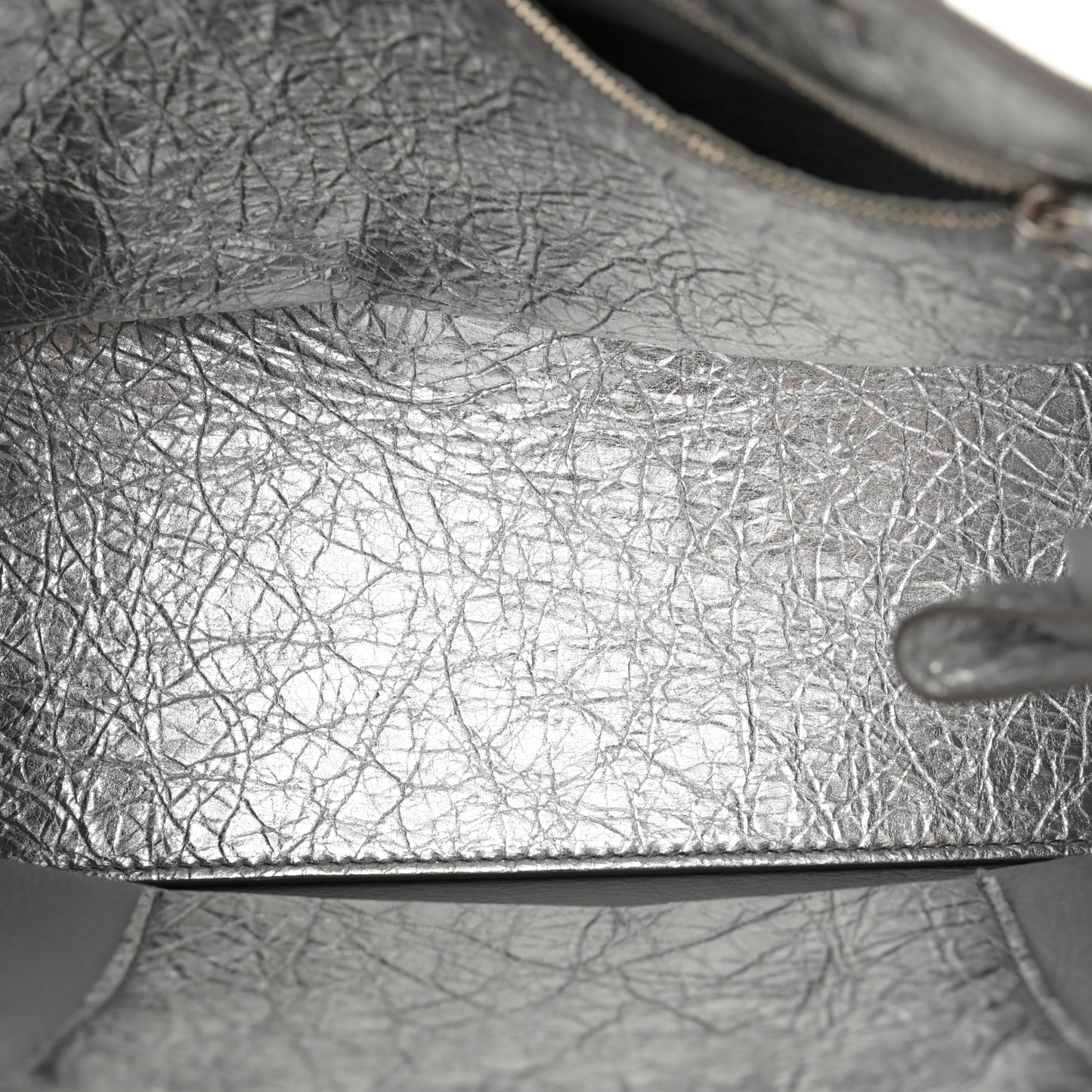 Metallic Calfskin Papier A6 Zip Around Tote Silver