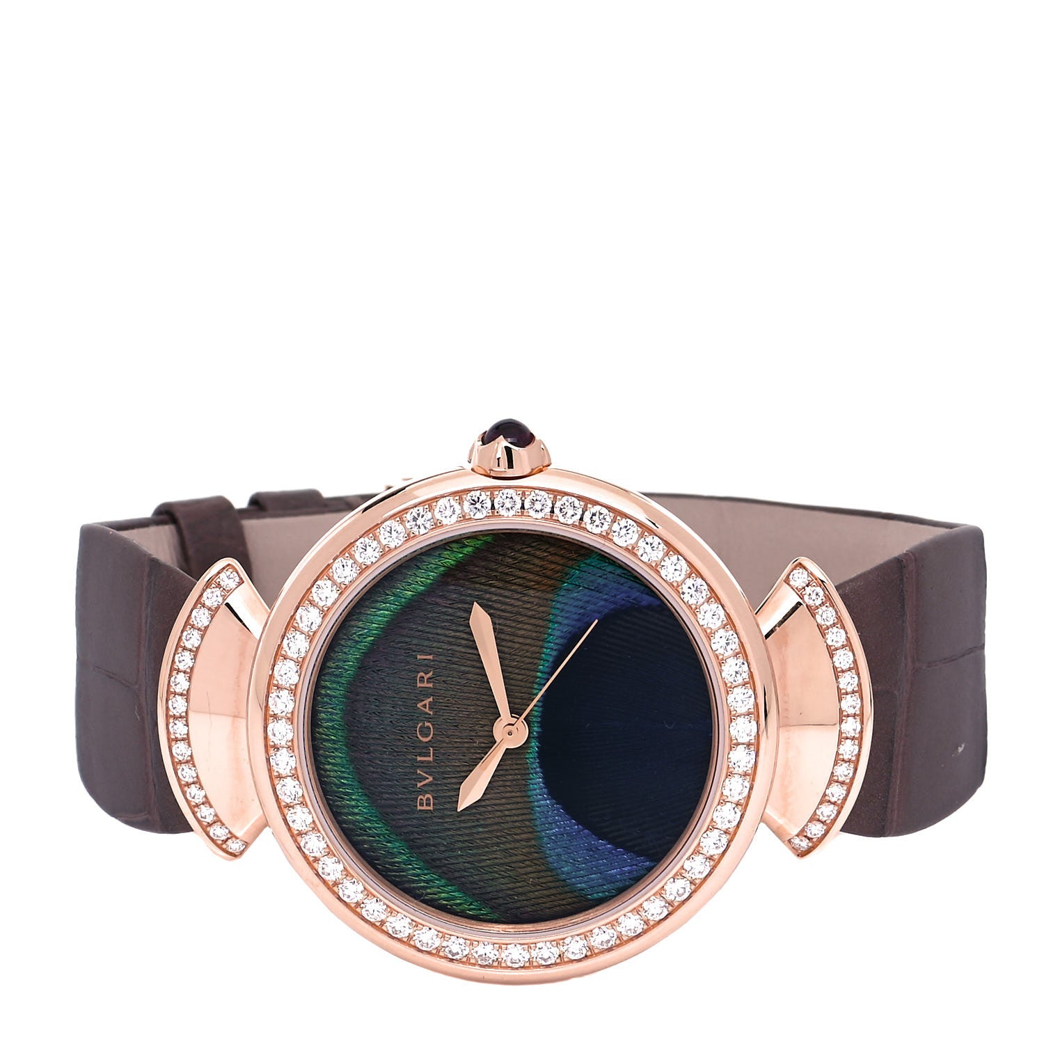 Bulgari 18K Rose Gold Alligator Diamond Bezel 37mm Peacock Feather Divas' Dream Automatic Watch 2 of 4