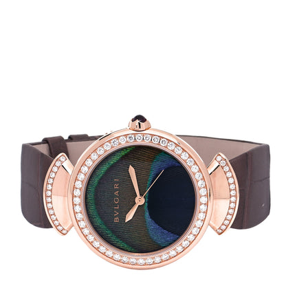 Bulgari 18K Rose Gold Alligator Diamond Bezel 37mm Peacock Feather Divas' Dream Automatic Watch 2 of 4