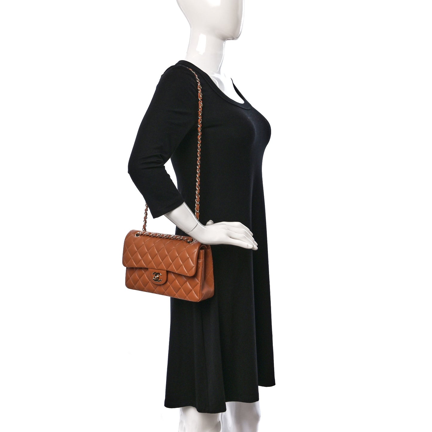 Lambskin Quilted Small Double Flap Brown