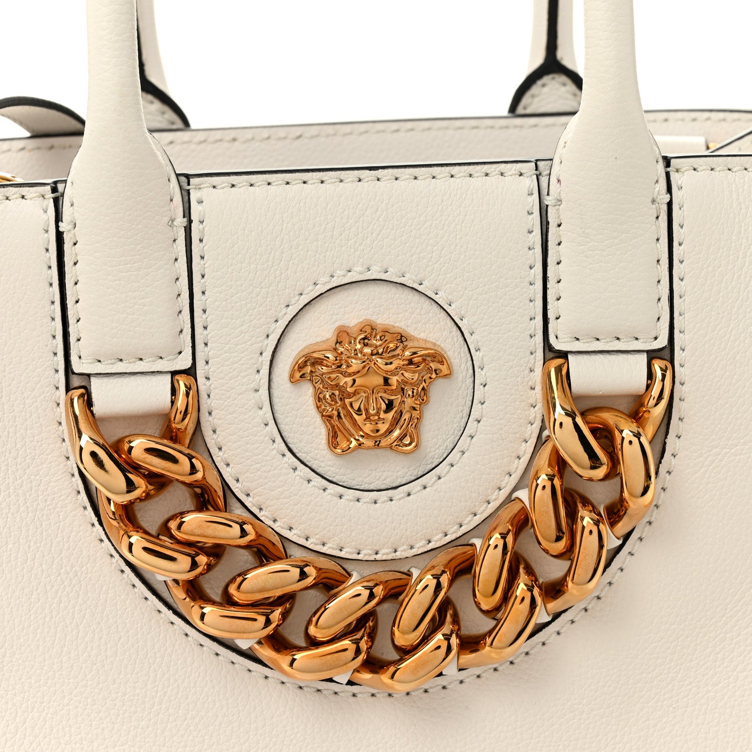 Versace Grained Calfskin Small La Medusa Chain White 7 of 9