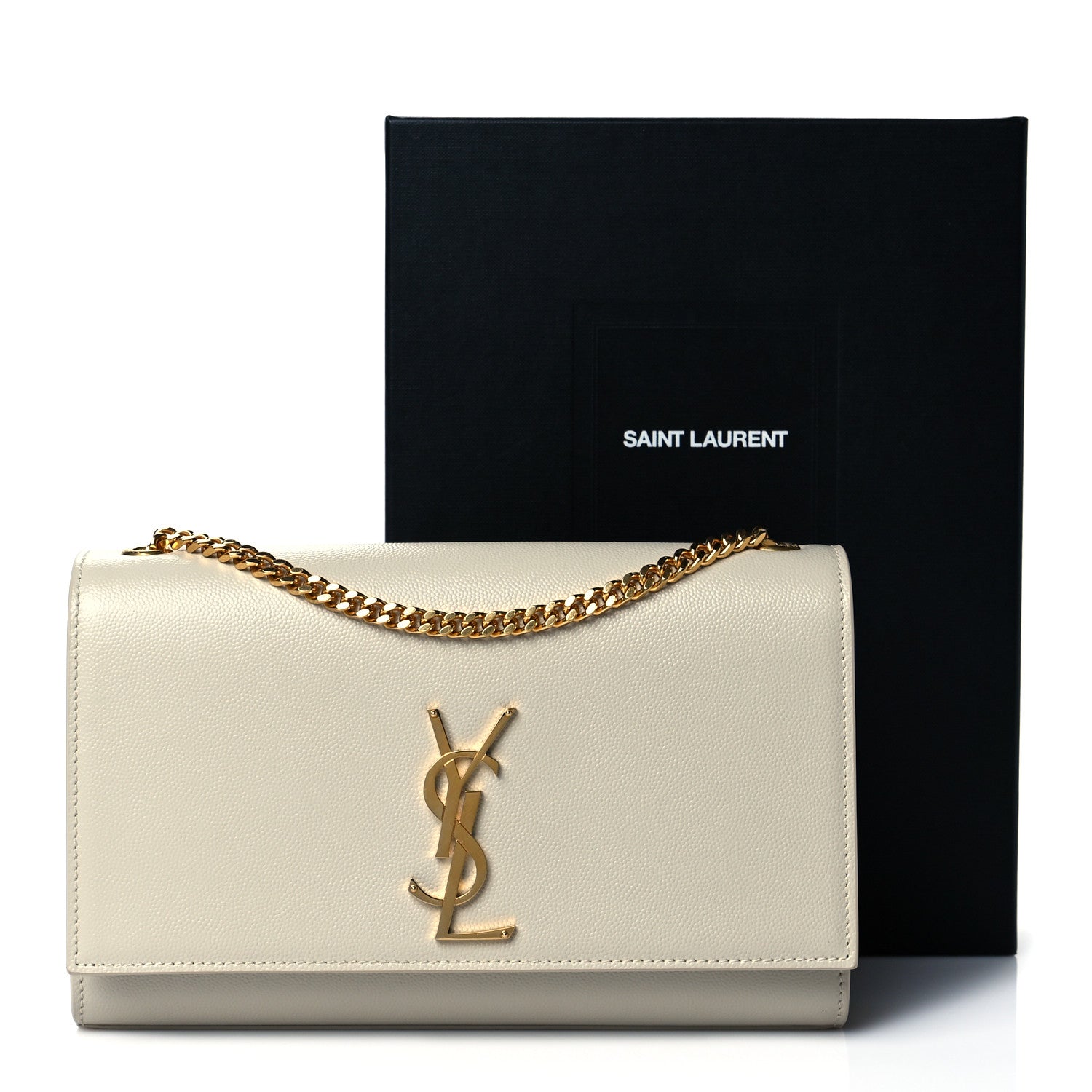 Saint Laurent Grain De Poudre Medium Classic Monogram Kate Satchel Crema Soft 11 of 11
